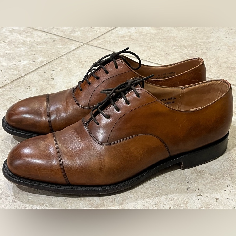 Church’s Custom Grade Captoe Oxford Dress Shoes Brown Calf Leather 9 Wide UK
